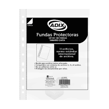 FUNDA PLASTICA CARTA 100 UN ADIX LOMO BLANCO