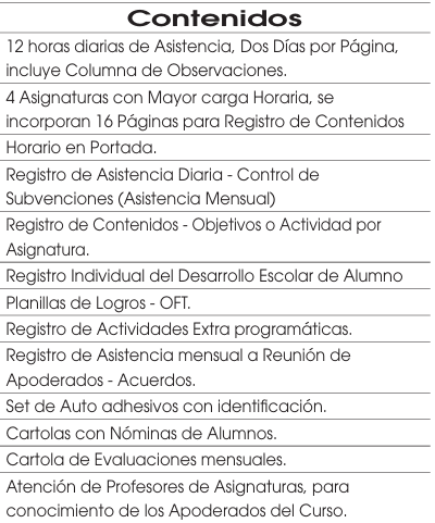 Libro de clases  enseñanza básica 1° A 8° AÑO 16 ASIG (12 HR) Buho3