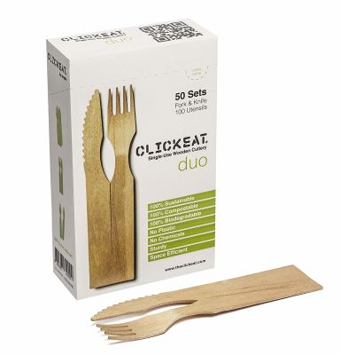 Cubiertos Ecologicos Clickeat Duo Natural Cubiertos Ecologicos Clickeat Duo Natural