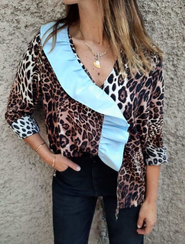 BLUSA MAGNOLIA PRINT CELESTE BLUSA MAGNOLIA PRINT CELESTE