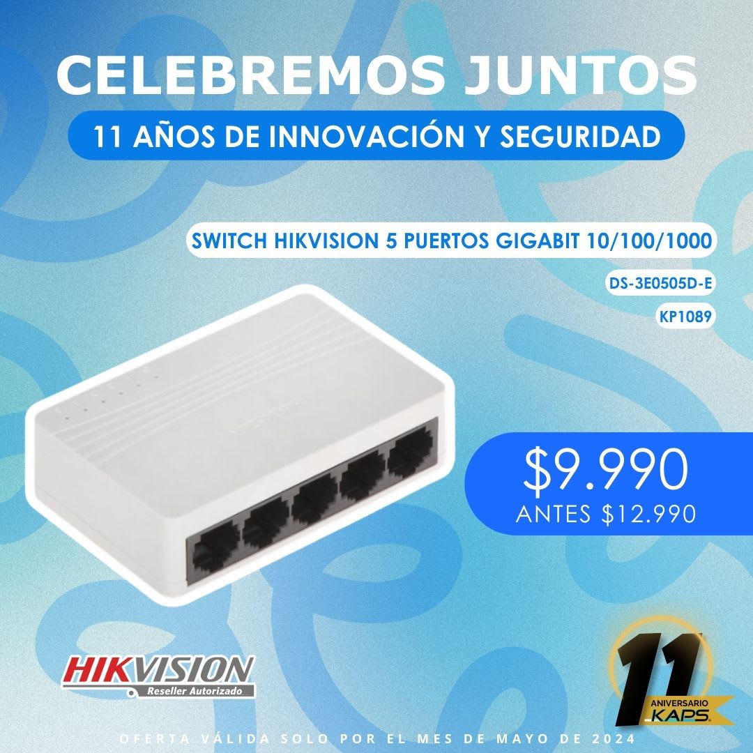 ¡Oferta imperdible! Switch Hikvision de 5 puertos Gigabit