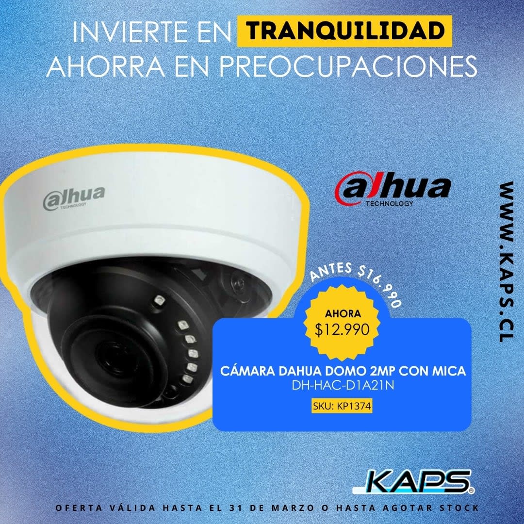 CÁMARA DAHUA DOMO 2MP CON MICA DH-HAC-D1A21N: Seguridad profesional al alcance de todos