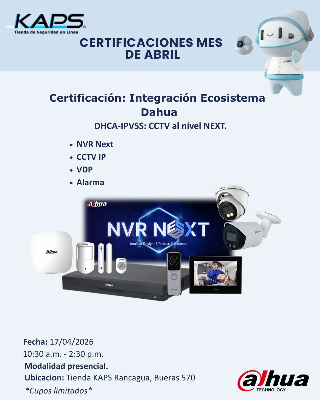 Capacitaciones y Certificaciones de Seguridad Electrónica en Rancagua KAPS ABRIL 2026