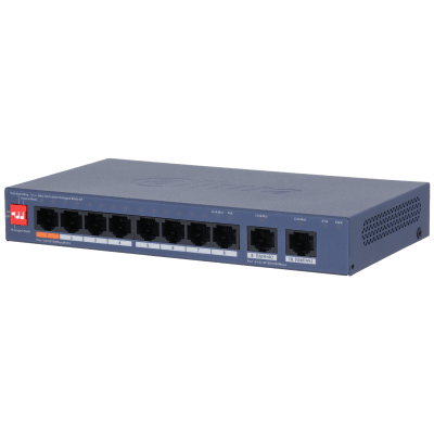 SWITCH DAHUA 8 PUERTOS POE ADMINISTRADO POR GLOUD + 2 PUERTOS GIGA DH-CS4010-8ET2GT-601