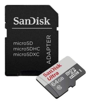 SANDISK MICROSDXC 64GB ULTRA W/ADAP SDSQUNR-064G-CN3MA1