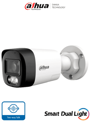 CÁMARA DAHUA BULLET 2MP IR30 AUDIO BIDIRECCIONAL SMART LIGHT DH-HAC-HFW1200RLN-IL-T-0280B-DIP1