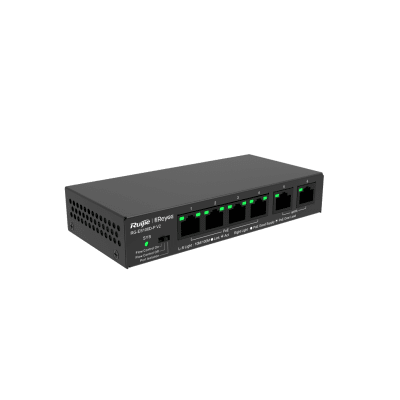 SWITCH REYEE 6 PUERTOS  10/100 + 4 PUERTOS POE MAX 54W RG-ES106D-P-V21