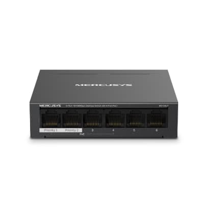 SWITCH MERCUSYS CON 6 PUERTOS 10/100 Mbps CON PoE+ 4 PUERTOS MS106LP5