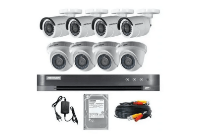 KIT ANALOGO1080P DVR 8CH 4DOMO+4BALA + 1TB VIDEO HIKVISION1