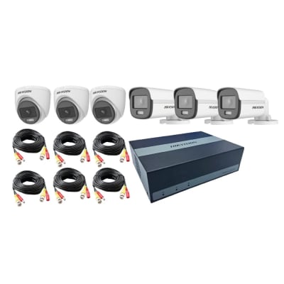 KIT EDVR HIKVISION 8CH 3BULLET + 3DOMO 2MP  E08HG3B3T-KIT1