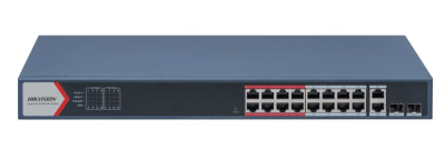 SWITCH HIKVISION SMART 16 PUERTOS POE 100MBPS 2X1000MBPS DS-3E1318P-EI-V21