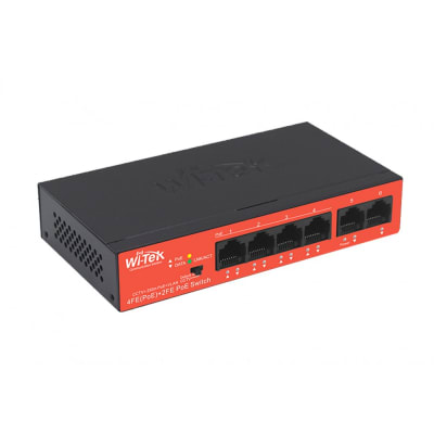 SWITCH 4 PUERTOS POE + 2 UPLINK WITEK  LONG RANGE 250MTS  WI-PS205H1