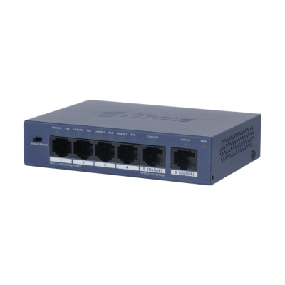 SWITCH DAHUA CON 4 PUERTOS POE Y 2 PUERTOS 10/100 36W DH-S3006-4ET-361