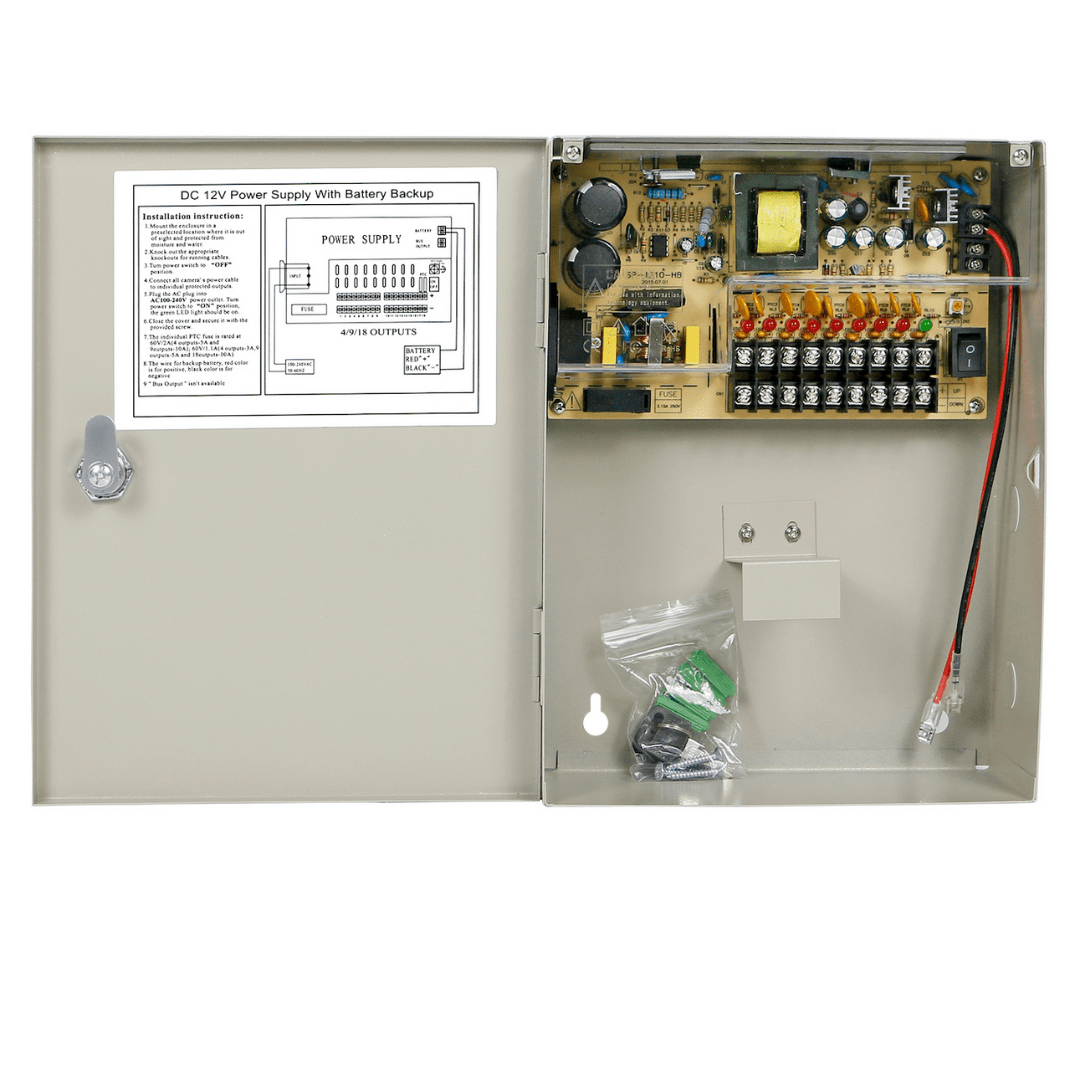 FUENTE DE PODER UPS 12V 10A 9 CANALES PARA CCTV Y SEGURIDAD (Batería 12V) 2