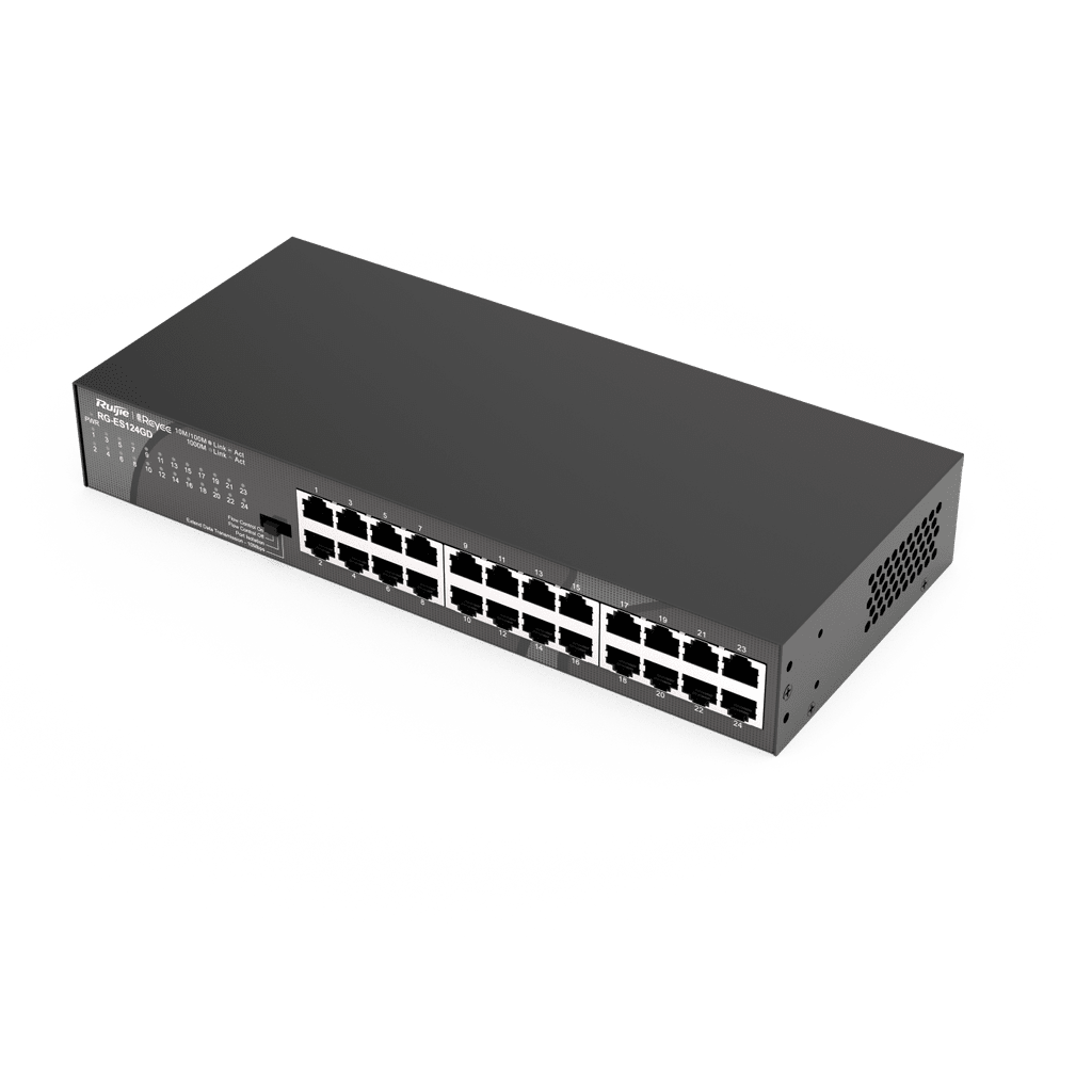 SWITCH 24 PUERTOS REYEE NO ADMINISTRABLE GIGABIT 10/100/1000 MBPS RG-ES124GD 1