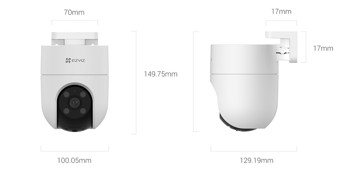 CÁMARA EZVIZ PT IP WIFI 2K+ (4MP) H8C AUDIO/ AUTO TRACKING SIRENA COLOR VU CS-H8C-R200-1J4WKLF3