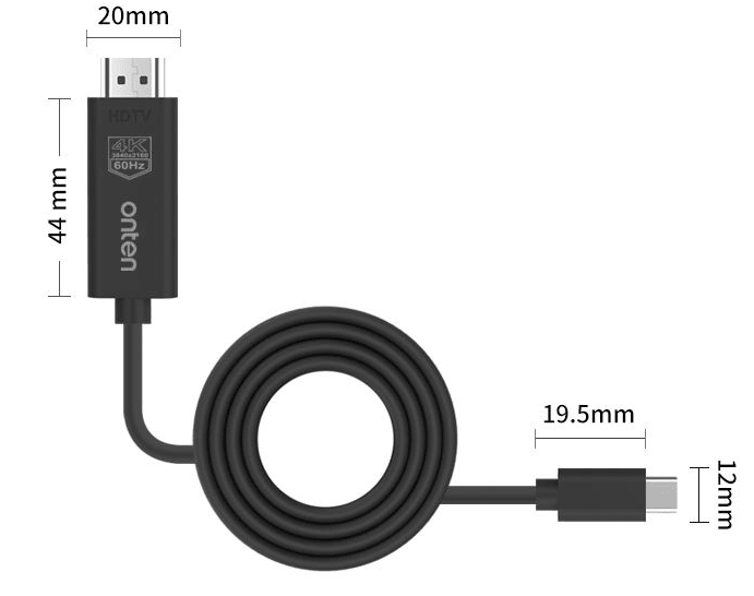 CABLE ADAPTADOR DE USB-C A HDMI 1.8 METROS OTN-UC5012