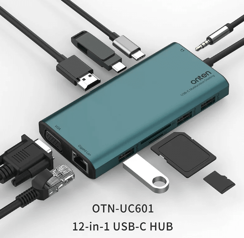 DOCKING ONTEN USB-C MULTIFUNCION 12 EN 1 4K GIGABIT OTN-UC6012