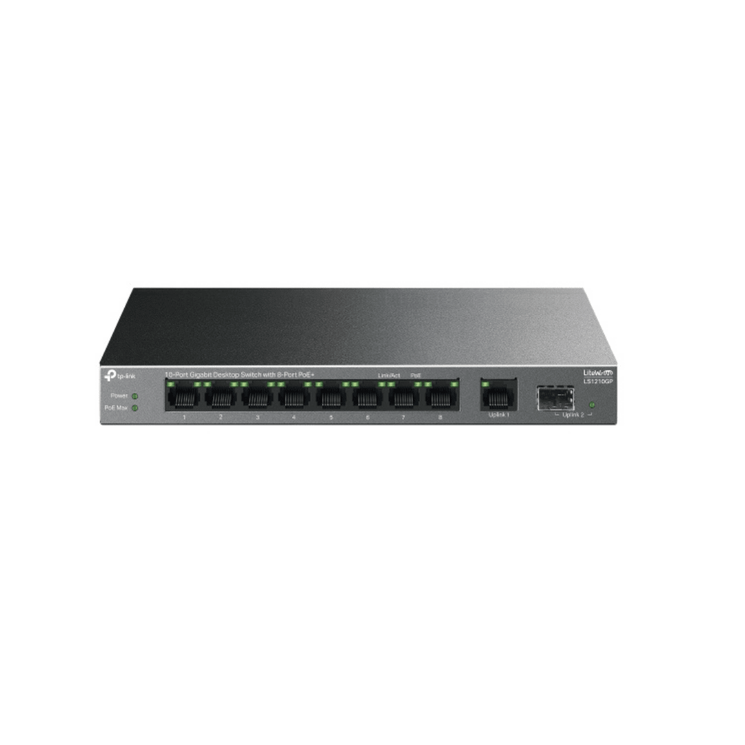 Switch TPlink 10 Puertos Gigabit 10/100/1000 con 8 puertos PoE+ LS1210GP 0