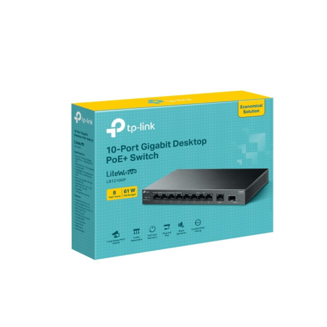 Switch TPlink 10 Puertos Gigabit 10/100/1000 con 8 puertos PoE+ LS1210GP2