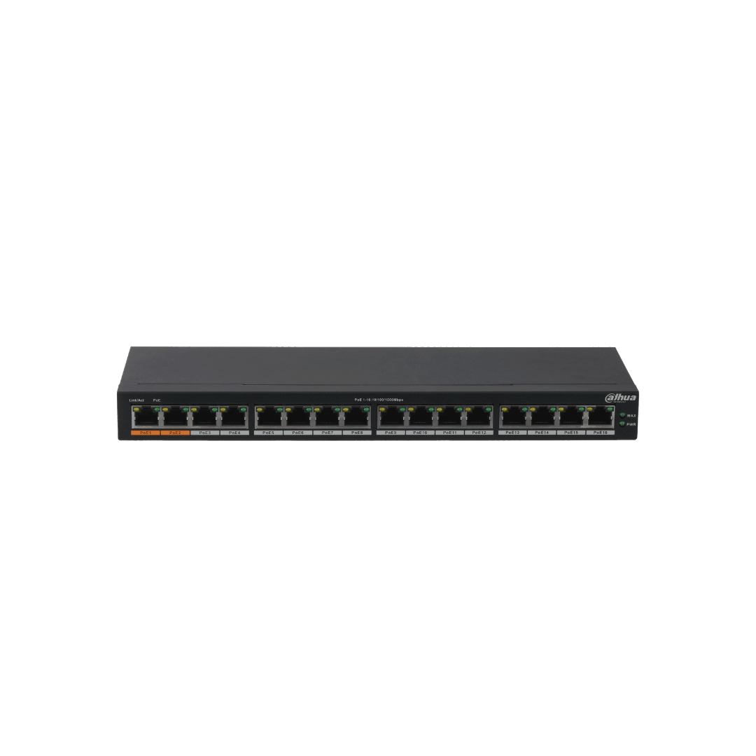 SWITCH DAHUA 16 PUERTOS POE GIGABIT DH-PFS3016-16GT-1902