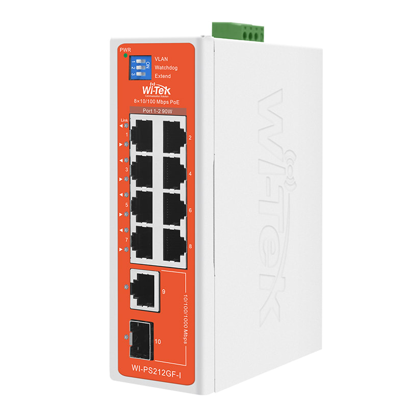 SWITCH INDUSTRIAL WITEK 8 PORT 100MBPS + WITH 1-PORT 1000 MBPS 1