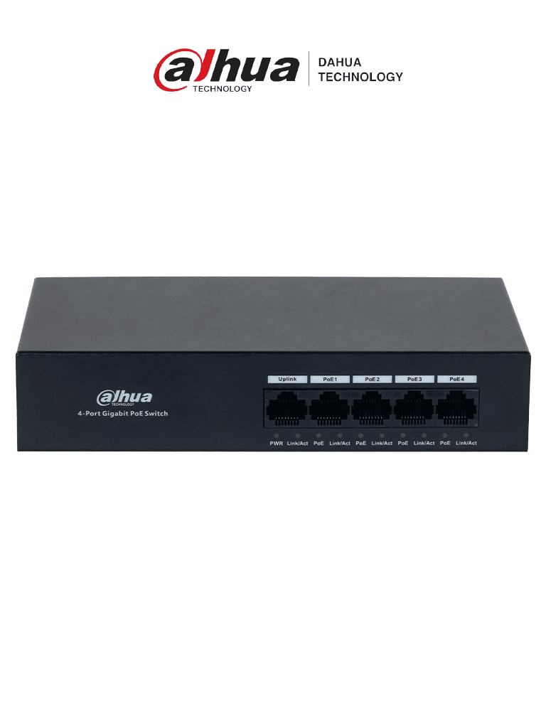 SWITCH DAHUA 5 PUERTOS GIGA 10/100/1000 + 4 PUERTOS POE DH-PFS3005-4GT-362