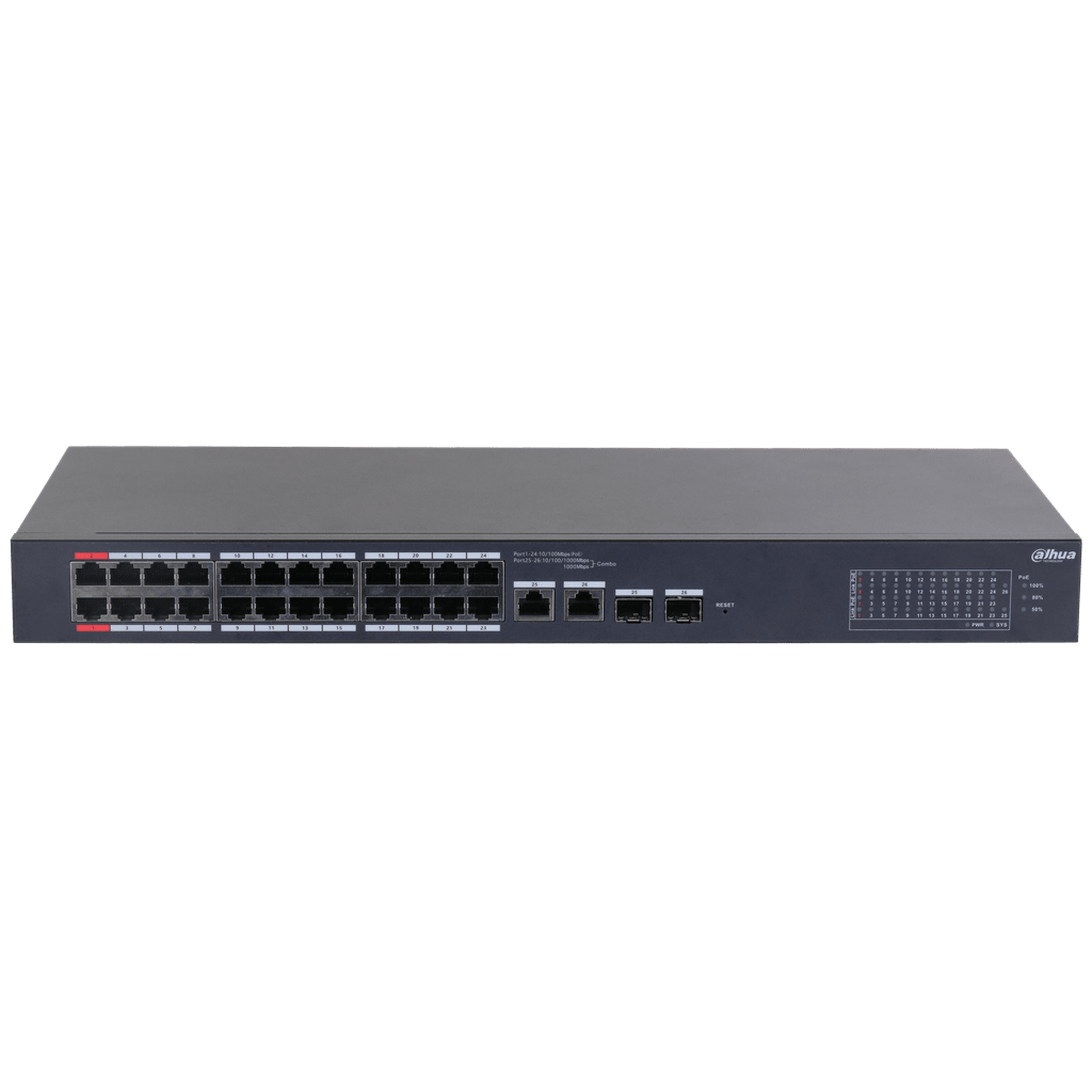 SWITCH 24 PUERTOS POE DAHUA. ADMIN CLOUD. LAYER 2. 4 PUERTOS 10/100/1000 DH-CS4226-24ET-240 0
