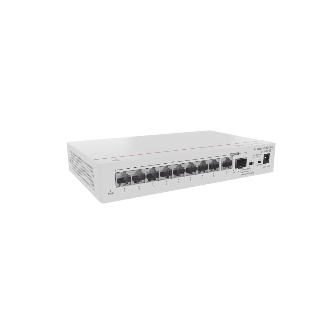 SWITCH HUAWEI 8 PUERTOS 10/100/1000 PoE 1 PUERTO GE UPLINK NO ADMINISTRABLE S110-8T2ST2