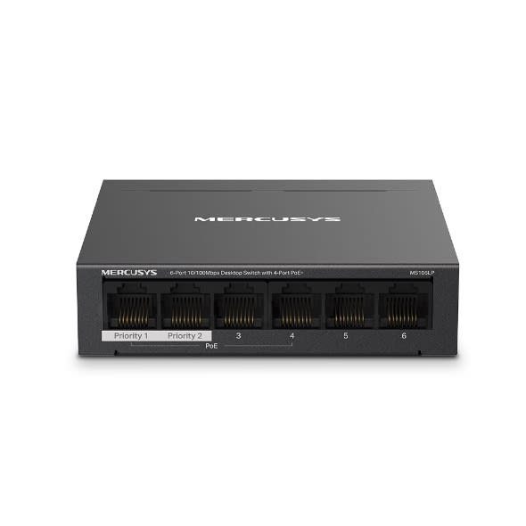 SWITCH MERCUSYS CON 6 PUERTOS 10/100 Mbps CON PoE+ 4 PUERTOS MS106LP 4