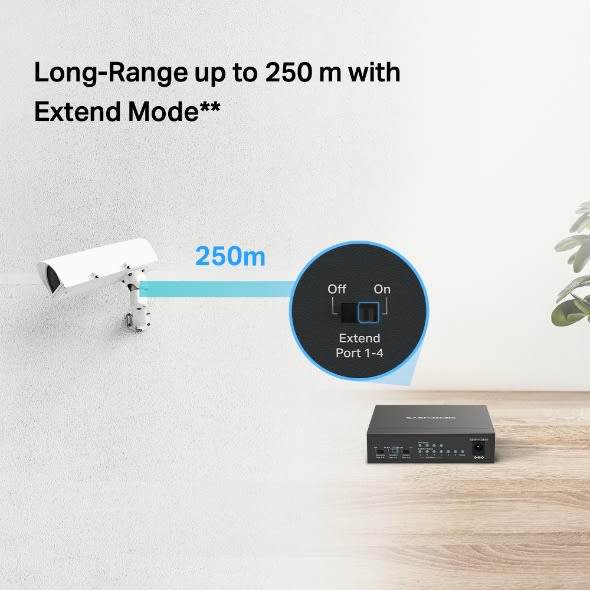 SWITCH MERCUSYS CON 6 PUERTOS 10/100 Mbps CON PoE+ 4 PUERTOS MS106LP3