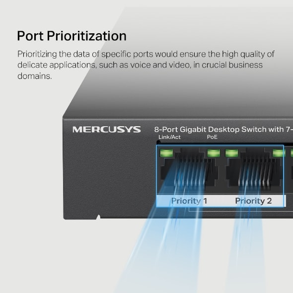 SWITCH MERCUSYS 8 PUERTOS GIGA + 7 PUERTOS POE MS108GP3