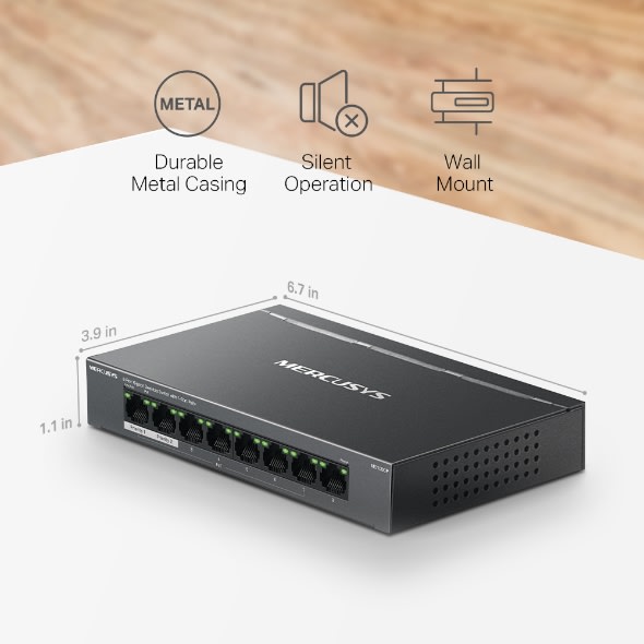 SWITCH MERCUSYS 8 PUERTOS GIGA + 7 PUERTOS POE MS108GP1