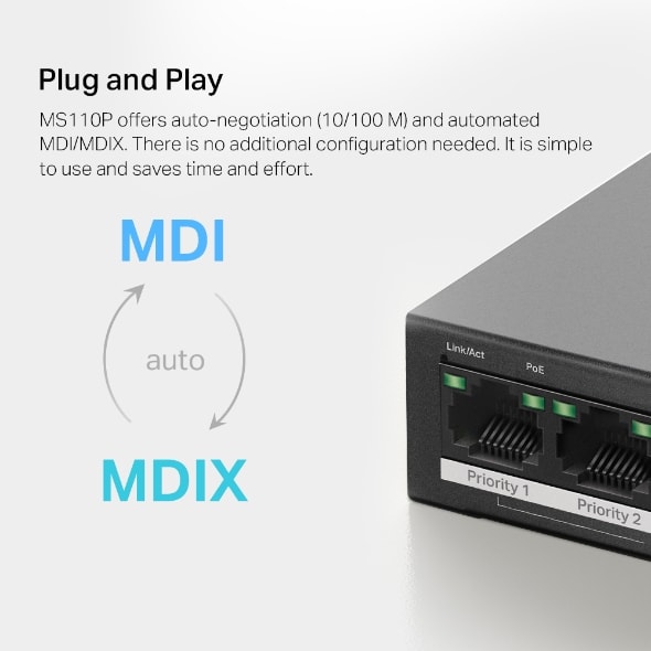 SWITCH MERCUSYS 10 PUERTOS  10/100 MBPS CON 8 PUERTOS POE MS110P2