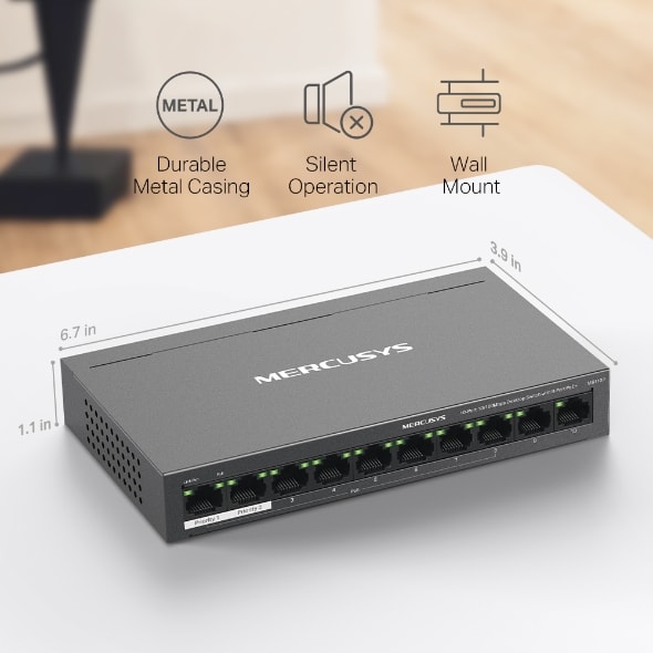 SWITCH MERCUSYS 10 PUERTOS  10/100 MBPS CON 8 PUERTOS POE MS110P1