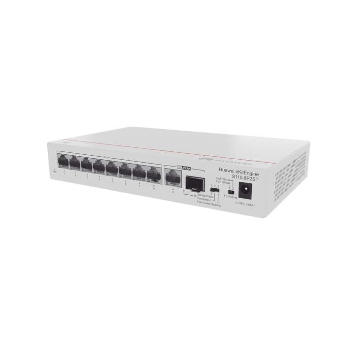 SWITCH HUAWEI 8 PUERTOS POE eKit 10/100/1000 BASE-T PORTS PoE+ 1*GE S110-8P2ST 2