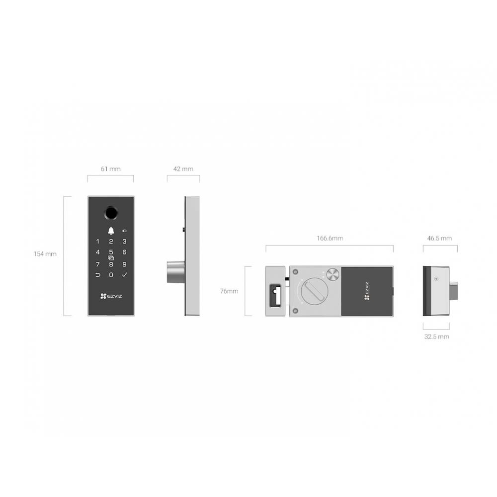 CERRADURA INTELIGENTE EZVIZ DL03 PRO HUELLA  DACTILAR WIFI APP CS-DL03-R100-WBCP-GR EZ2