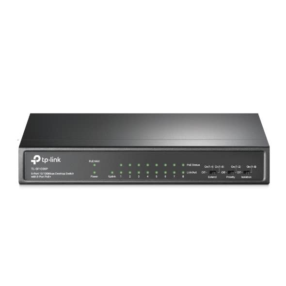SWITCH PTP- LINK 9-PORT 10/100MBPS DESKTOP WITH 8-PORT POE+ TL-SF1009P 0