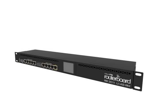 ROUTER MIKROTIK 10-1000 1-SFP 1-USB LCD L5 1,4GHz DUAL 1GB 1U-RACK 10-30VDC RB3011UIAS-RM1