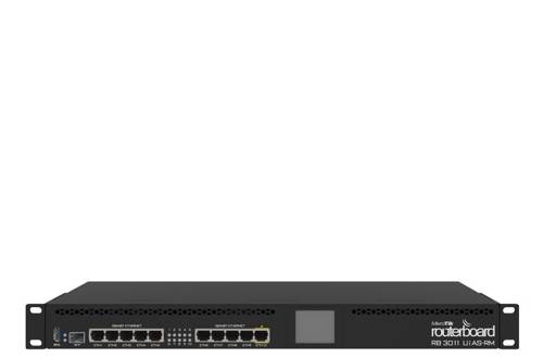 ROUTER MIKROTIK 10-1000 1-SFP 1-USB LCD L5 1,4GHz DUAL 1GB 1U-RACK 10-30VDC RB3011UIAS-RM 1