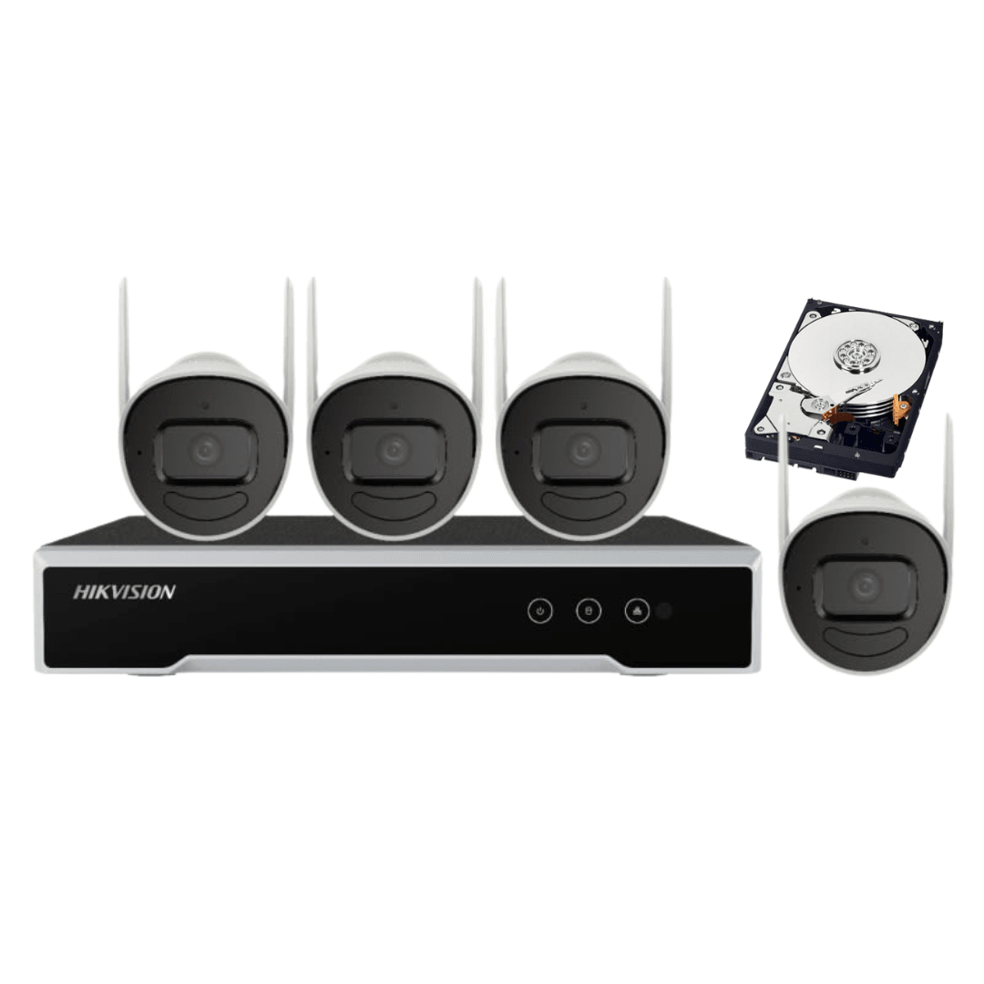 KIT HIKVISION IP INALAMBRICO 2MP 4BULLET CON AUDIO + 1TB1