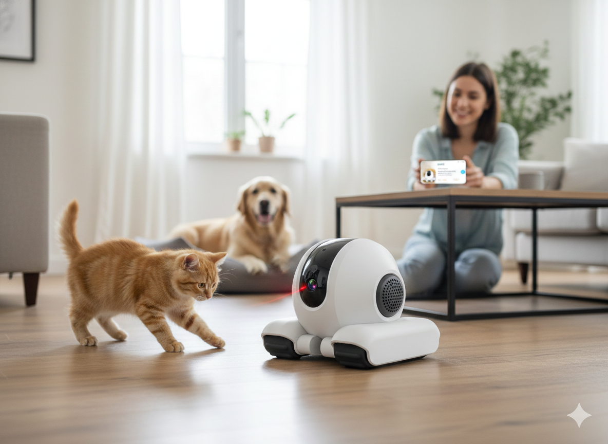 Cámara móvil WiFi, Robot interactivo JoySee, Seguridad 360 KAPSCL, Monitor de mascotas con audio, Cámara USB-C inteligente.