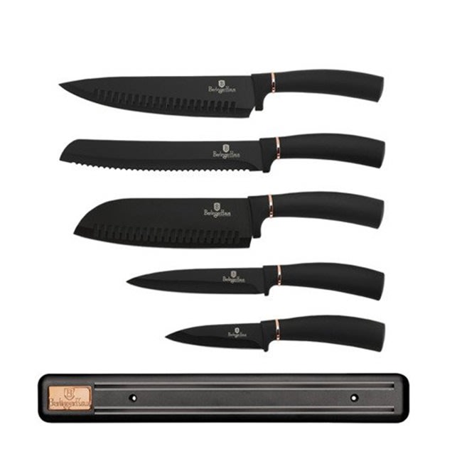 JUEGO DE CUCHILLOS RECUBIERTO EN CERÁMICO CON BARRA MAGNETICA | Club