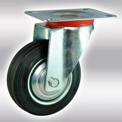 RUEDA GOMA BASE GIRATORIA 6 METALICA 150 K