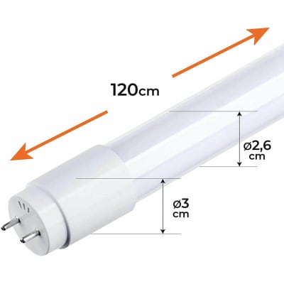 TUBO LED VIDRIO 18 W