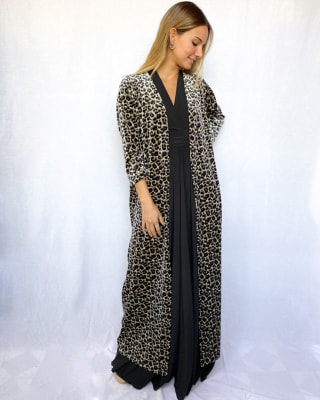 KIMONO TERCIOPELO ANIMAL PRINT GRIS