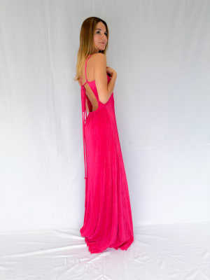 VESTIDO TERE ROSADO PLISADO