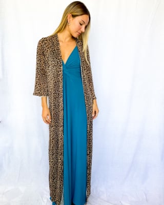 KIMONO ANIMAL PRINT CAFE OSCURO LARGO