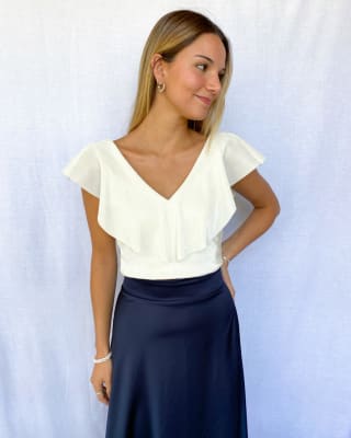 POLERA CATA BLANCA PLISADA