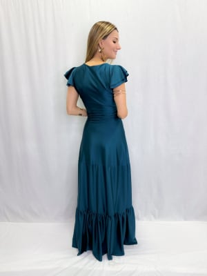 VESTIDO AGUSTINA VERDE PETROLEO
